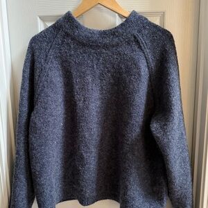 Willow & Clay By Anthropolgie Sweater Oversized M Wool Blend Blue Chunky Preppy